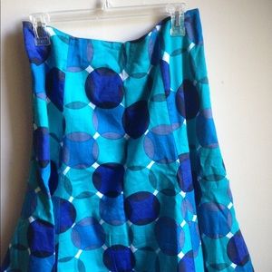 Womens Teal Blue White Skirt Size 10